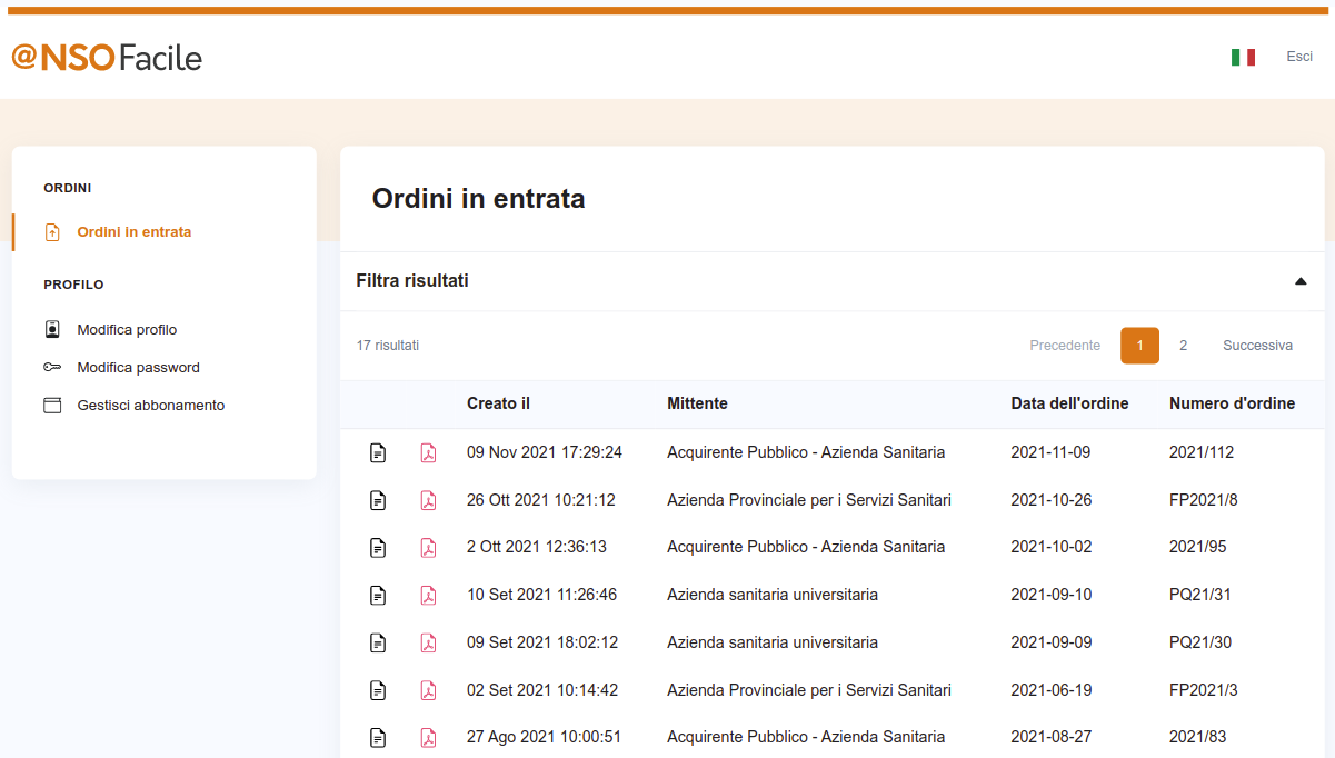 La dashboard privata di NSOFacile